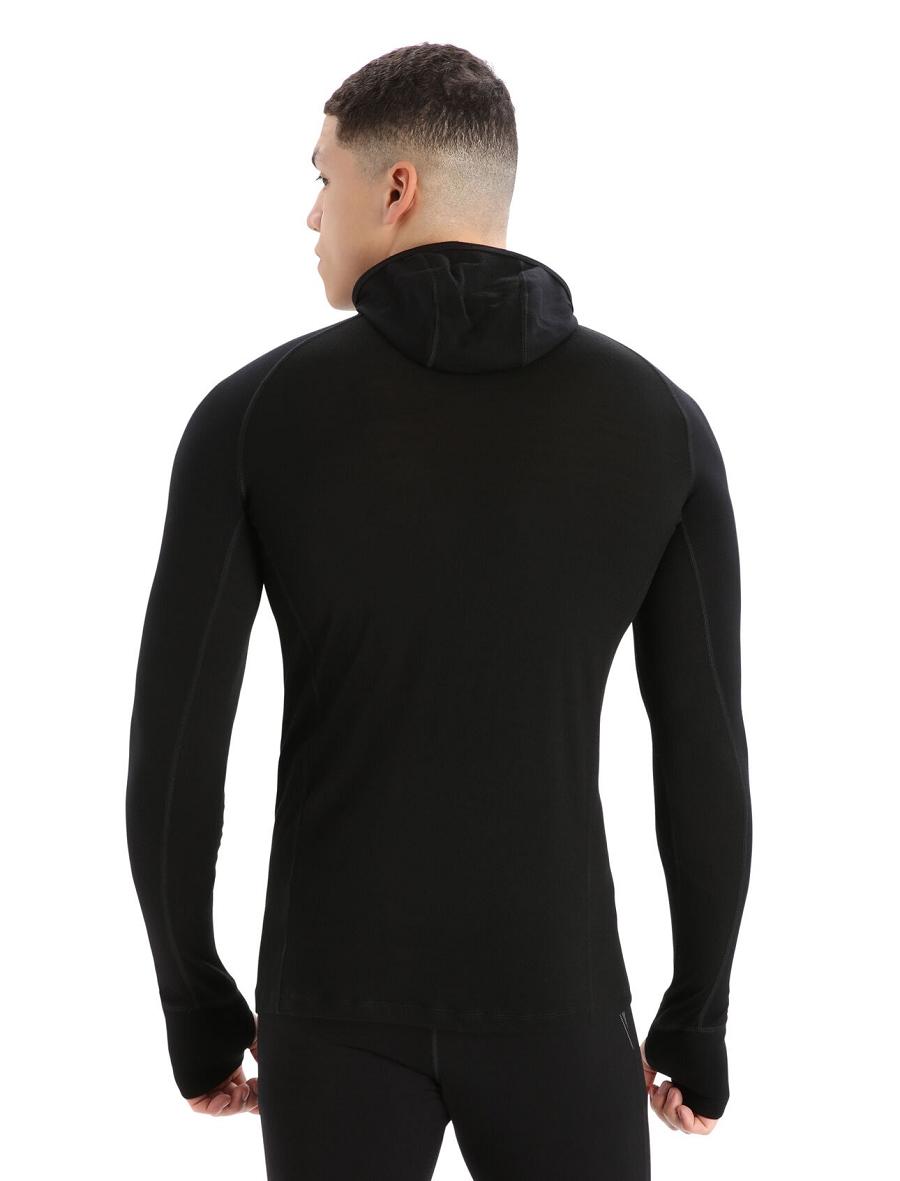 Black Men's Icebreaker ZoneKnit™ Merino Insulated Long Sleeve Hoodie Base Layers | USA 1330SGLO